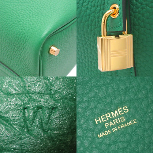 Picotin Lock PM Vert Verdigo Tote Bag in Taurillon Clemence Leather with Gold Hardware and W Stamp