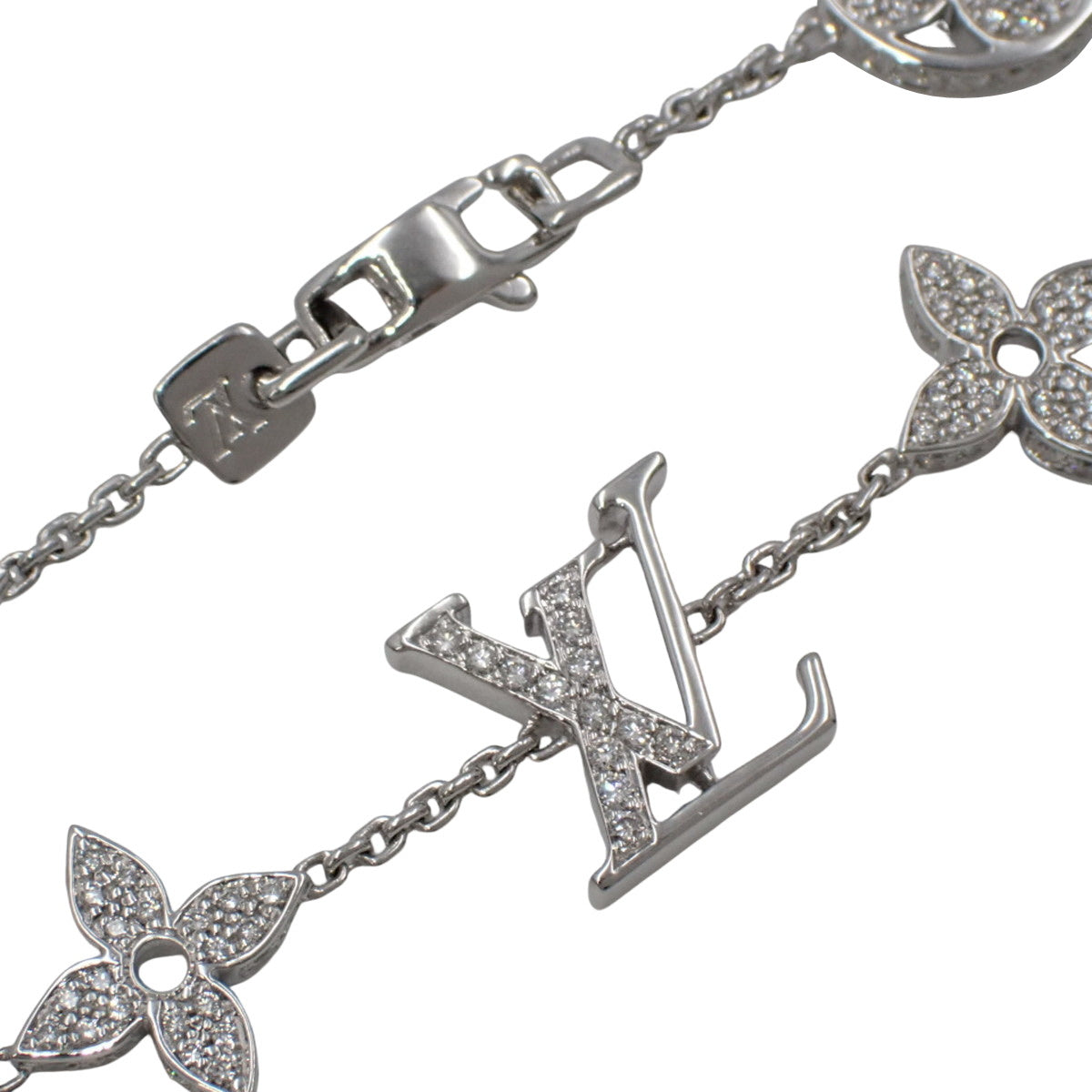 18K 白金和白金字母钻石手链