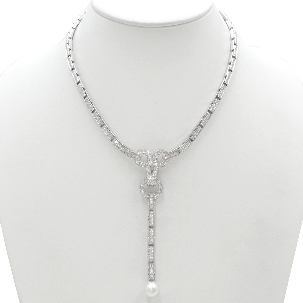 Agraffe Necklace Diamond/Pearl K18 White Gold WG