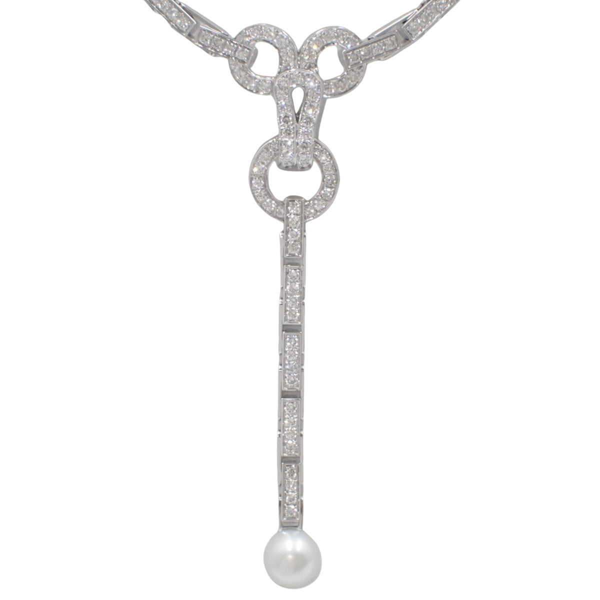 Agraffe Necklace Diamond/Pearl K18 White Gold WG