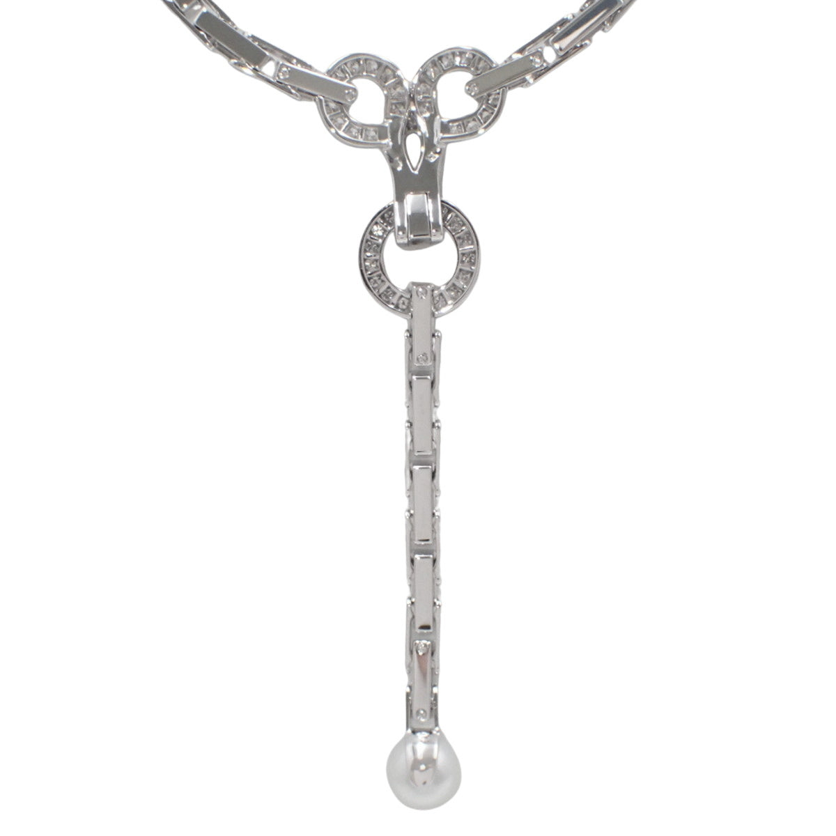 Agraffe Necklace Diamond/Pearl K18 White Gold WG