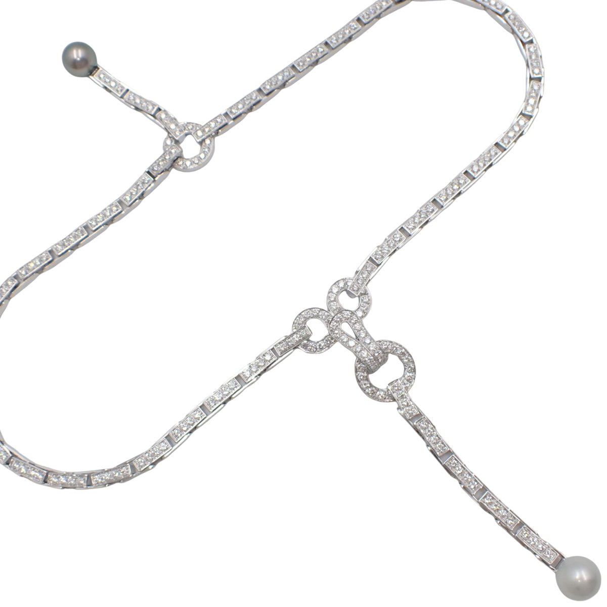 Agraffe Necklace Diamond/Pearl K18 White Gold WG