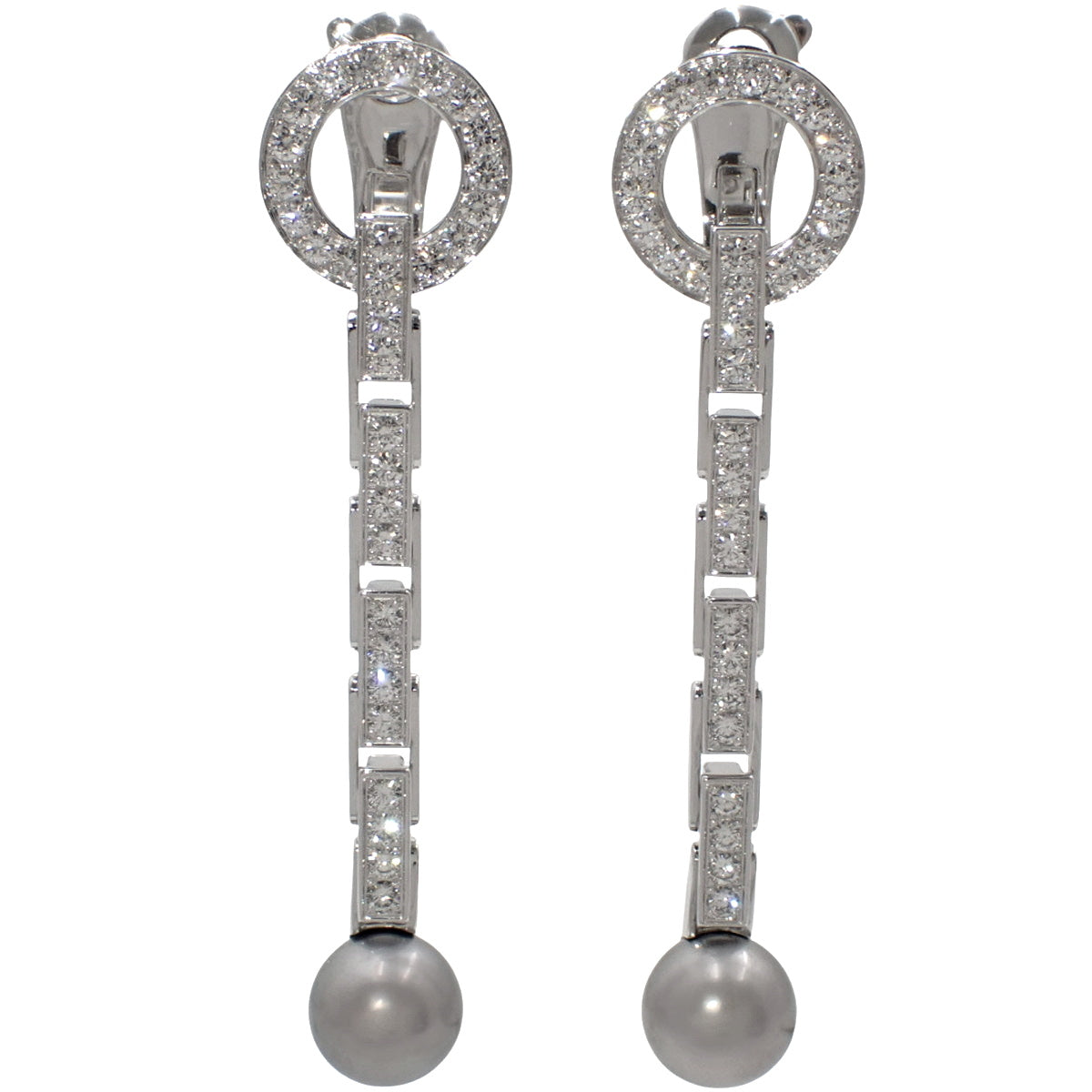 Pinktada Maxima Diamond Earrings with Diamond and Pearl in 18K White Gold and White Gold