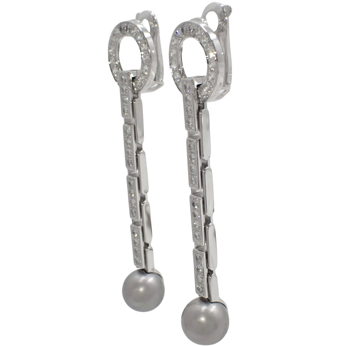 Pinktada Maxima Diamond Earrings with Diamond and Pearl in 18K White Gold and White Gold