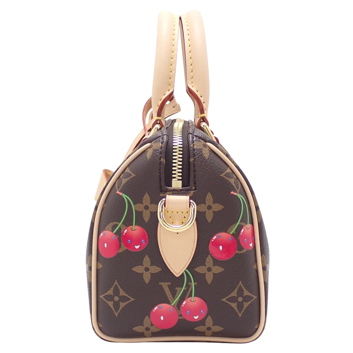 モノグラム・チェリー LV × TM スピーディ・バンドリエール 20 モノグラム・チェリー キャンバス ブラウン レッド M13094 村上隆コラボ 2WAY ショルダー 肩掛け 斜め掛け ミニボストン