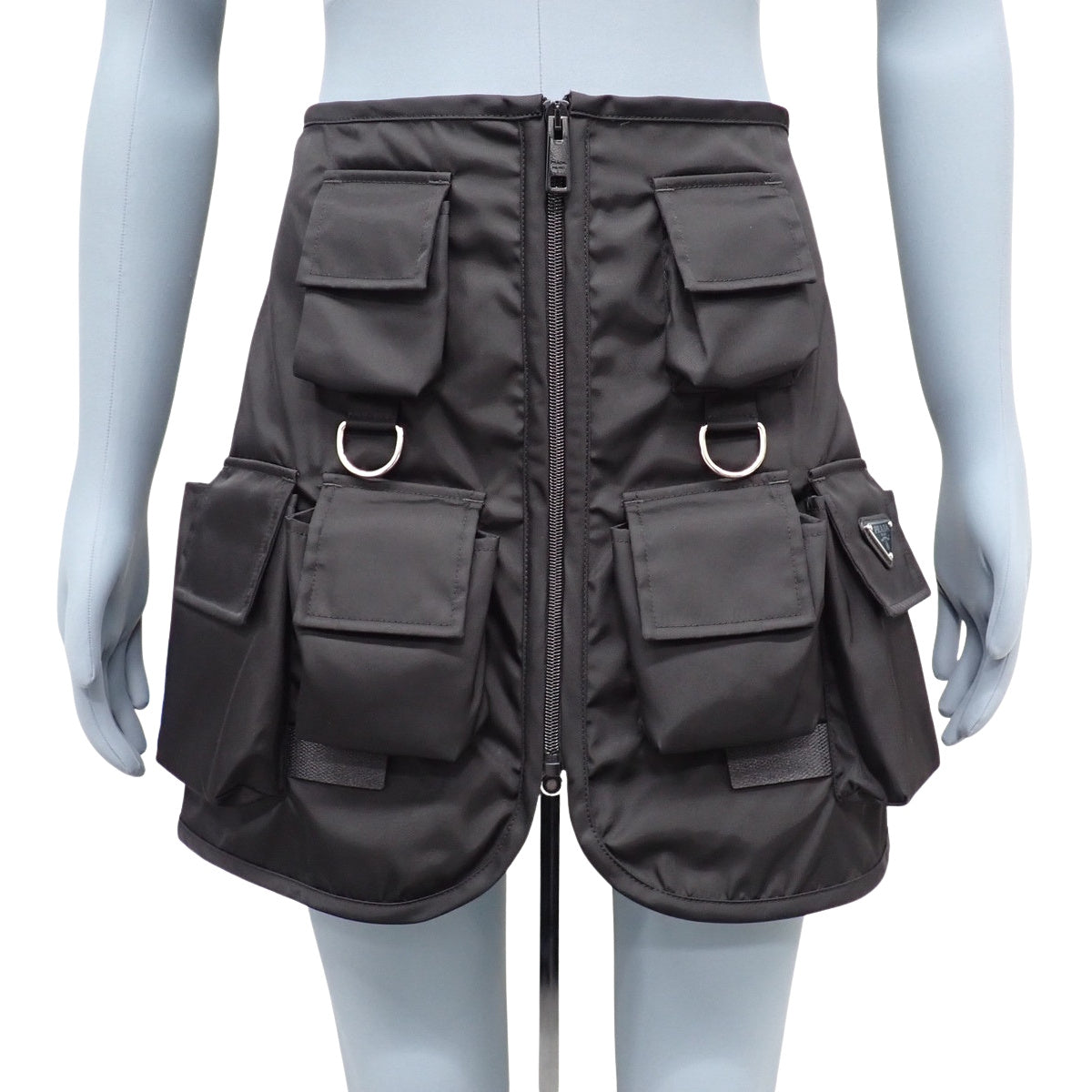 Pocket Mini Skirt, Size 40, Nylon, Black, 2023