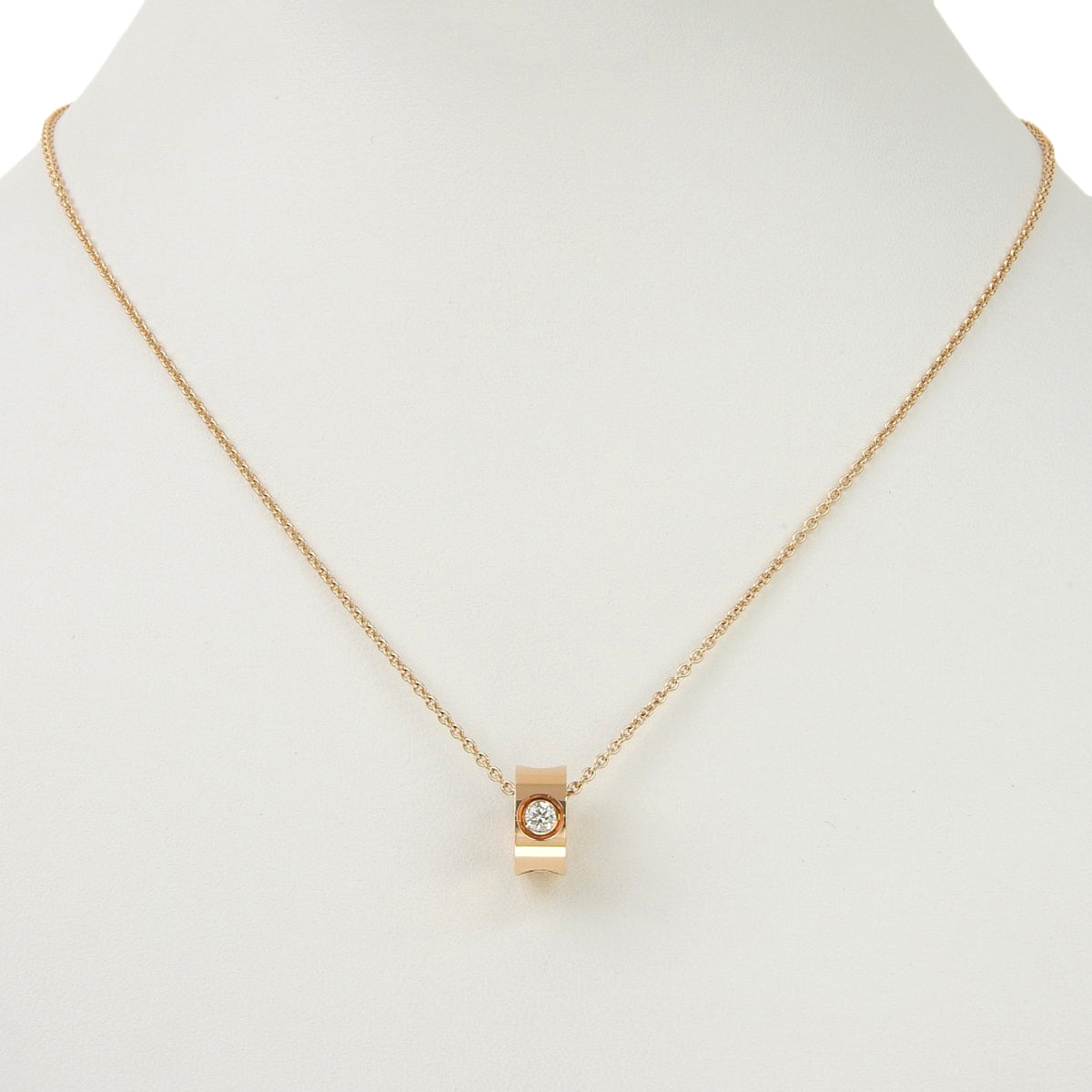 Pendant Empreinte Necklace in 18K Pink Gold with Diamonds
