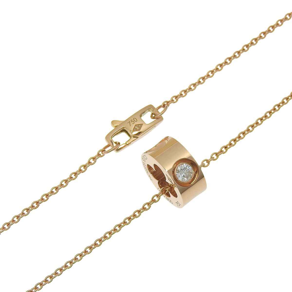 Pendant Empreinte Necklace in 18K Pink Gold with Diamonds