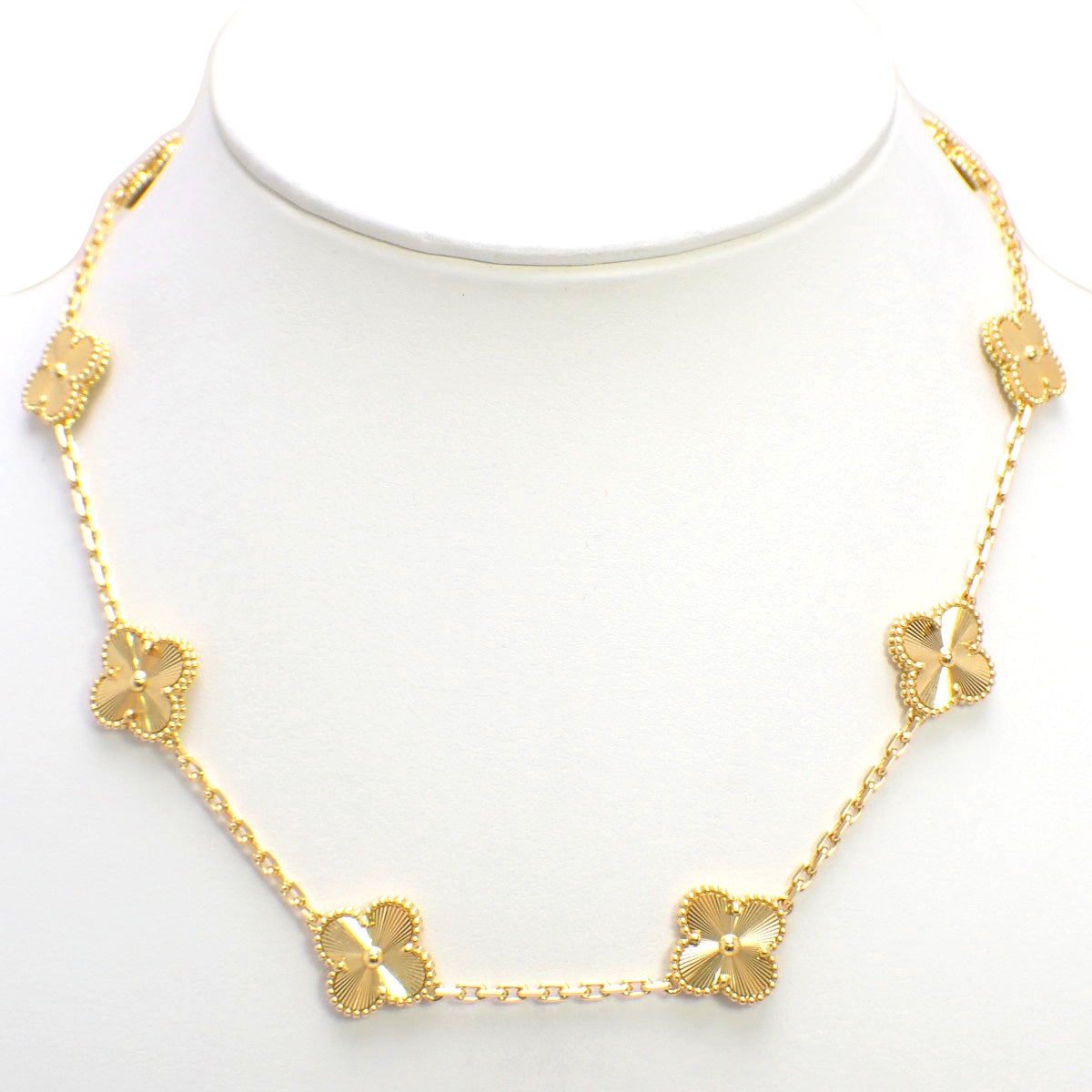 ヴィンテージ アルハンブラ ネックレス 10モチーフ イエローゴールド K18YG ギヨシェ