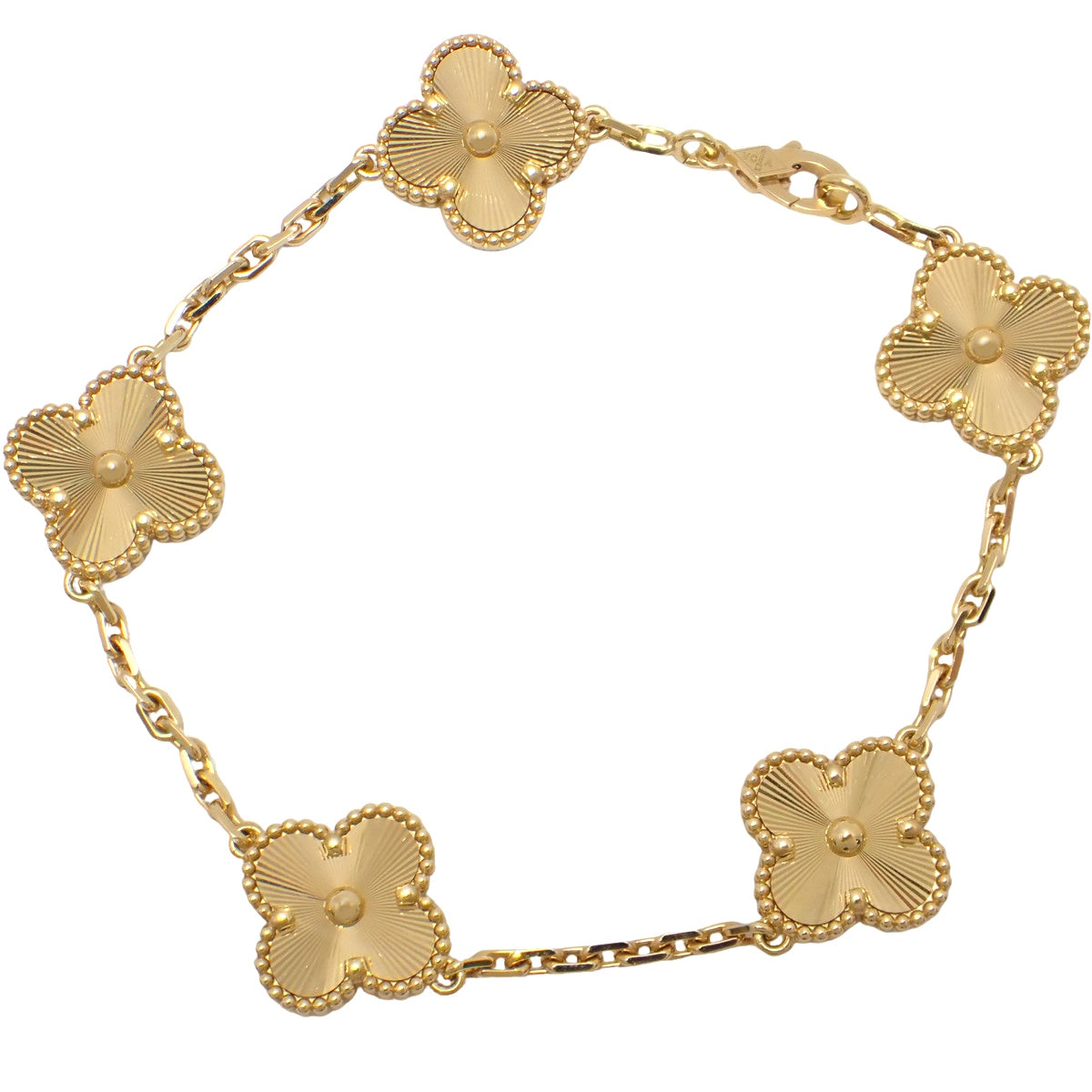 复古阿尔罕布拉手镯,5个图案,18K黄金,玑镂纹饰