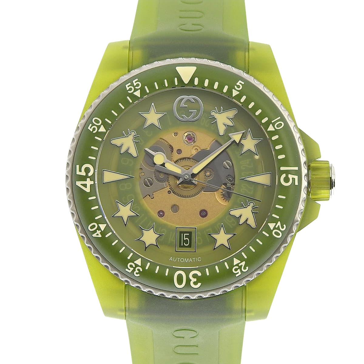 Dive YA136345 Rubber Stainless Steel Green Automatic Men's Watch
