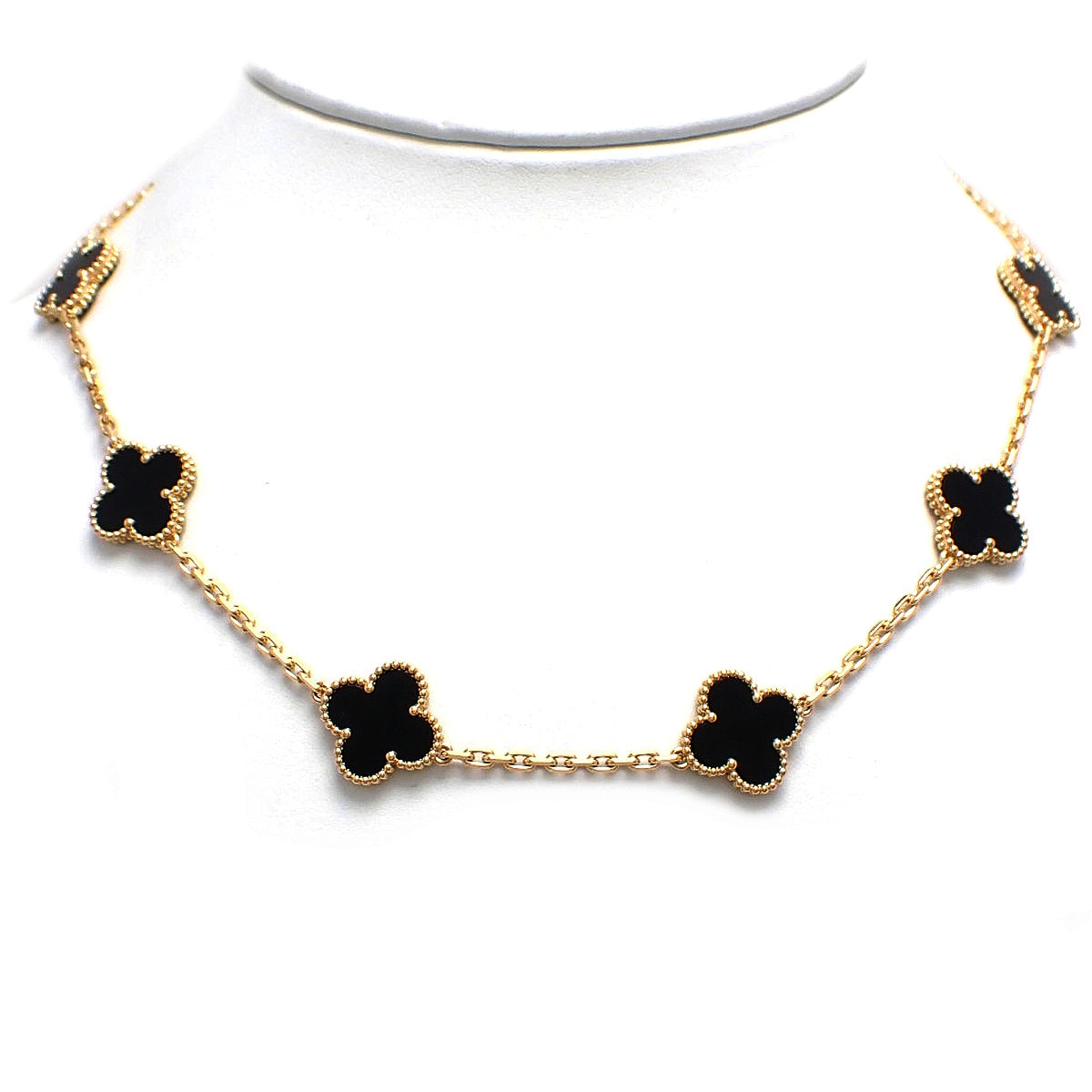 复古阿尔罕布拉项链,10个图案,缟玛瑙,18K黄金