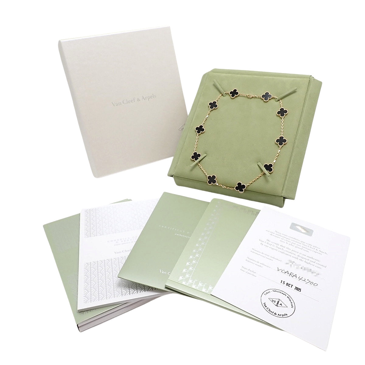 复古阿尔罕布拉项链,10个图案,缟玛瑙,18K黄金