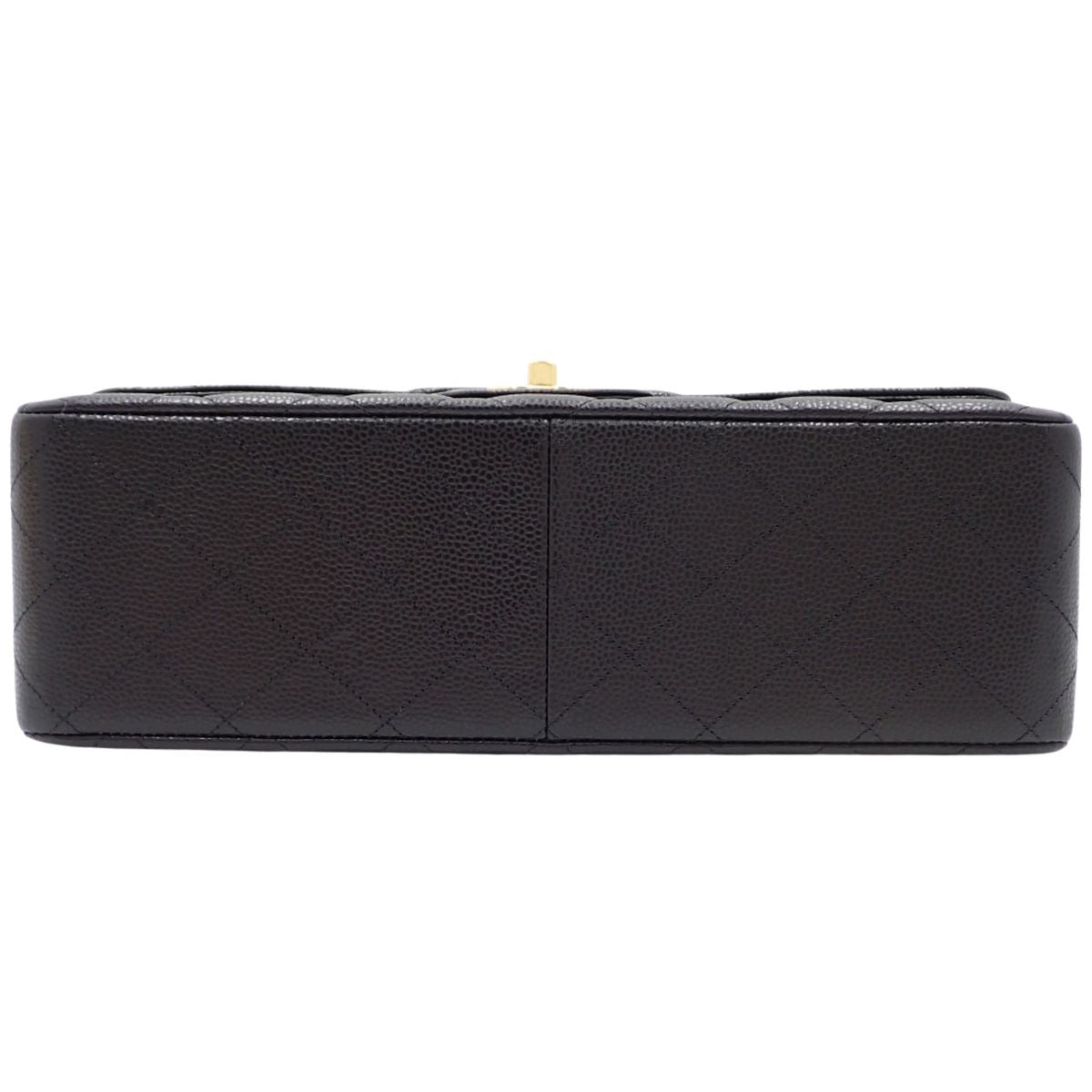 Matelasse Coco Mark Double Flap Chain Shoulder Bag in Black Caviar Skin, Dekamato 30