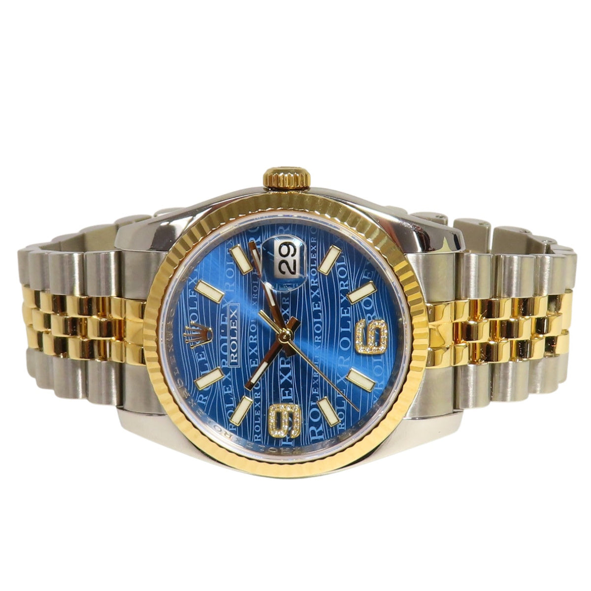 日志型 116233 黄金/精钢 G字头 蓝色波浪纹 自动上链 男士