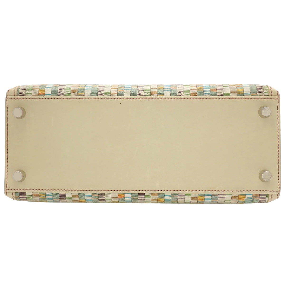 Kelly 25 (Outside Stitch) Barenia Vibrato Snips, Palladium Hardware, Beige, Silver Hardware, E Stamp