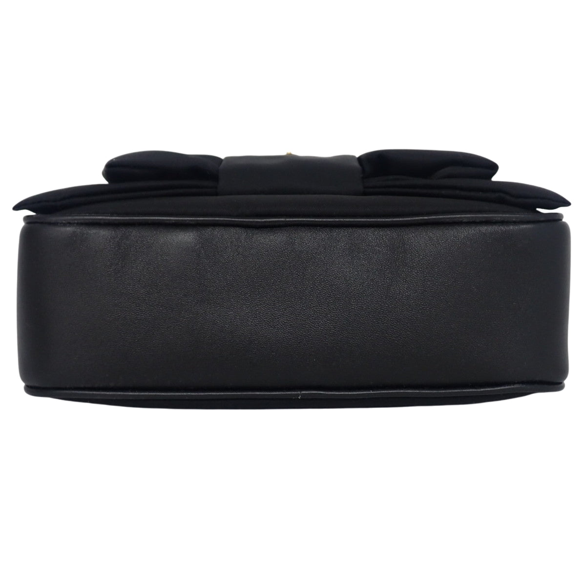 Ribbon shoulder bag, nylon and leather, black, 1BH166