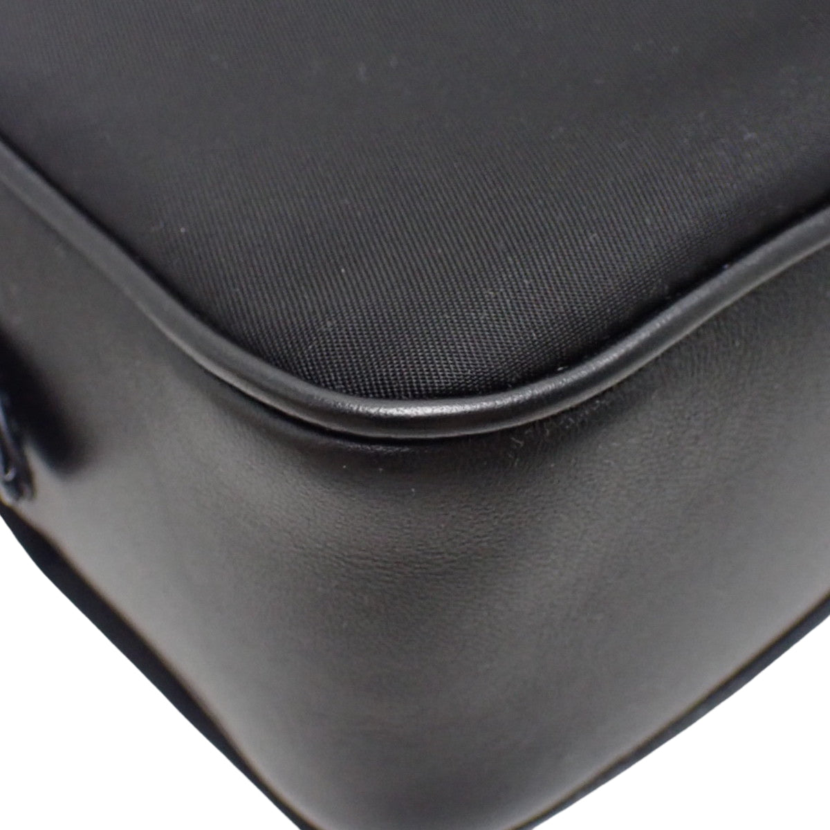 Ribbon shoulder bag, nylon and leather, black, 1BH166