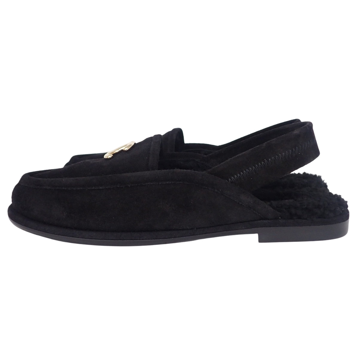 Shearling slingback sandals, size 36 1/2C