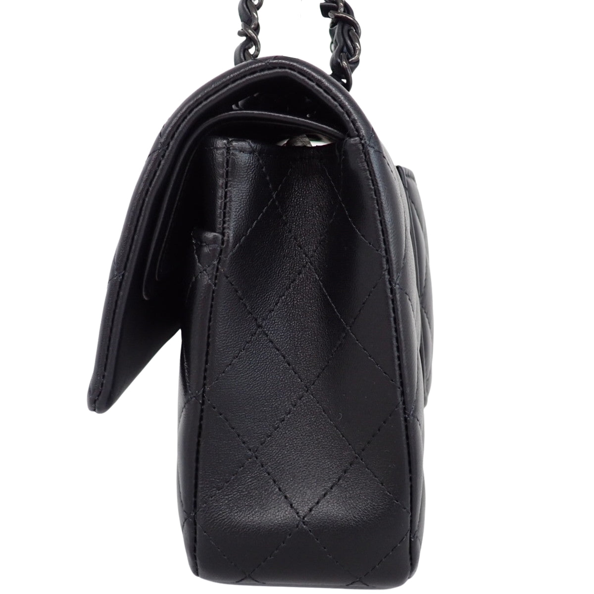 マトラッセ ココマーク Wフラップ25 チェーンショルダーバッグ ラムスキン ブラック A01112 ソーブラック