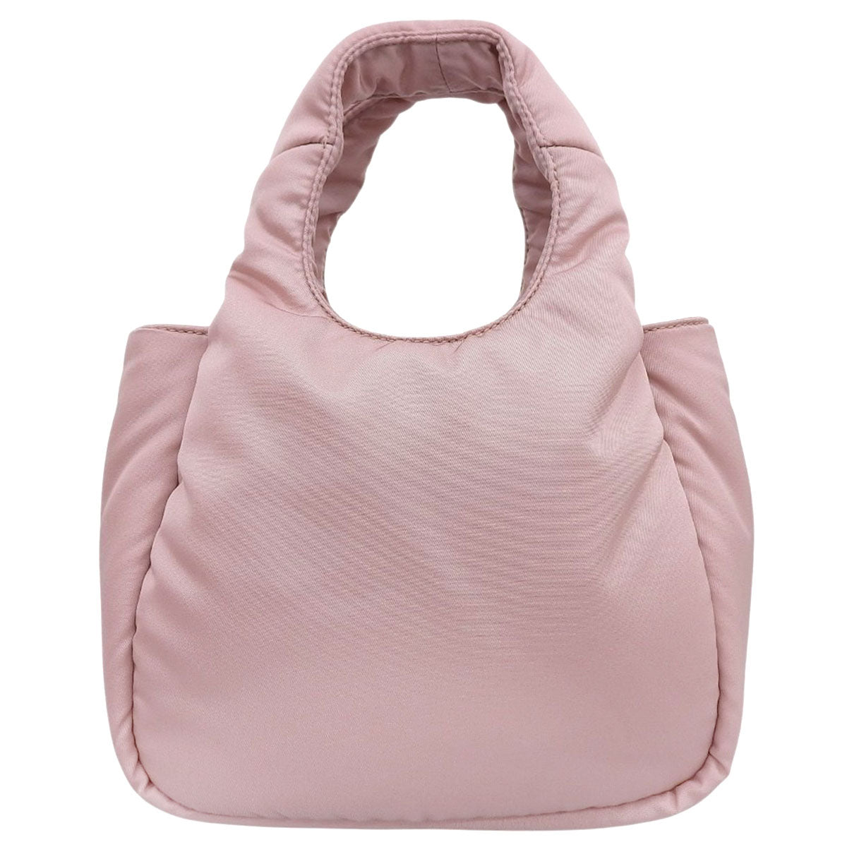 リボン付 パデッドRe-Nylon ミニバッグ ナイロン レザー ピンク 1BA359