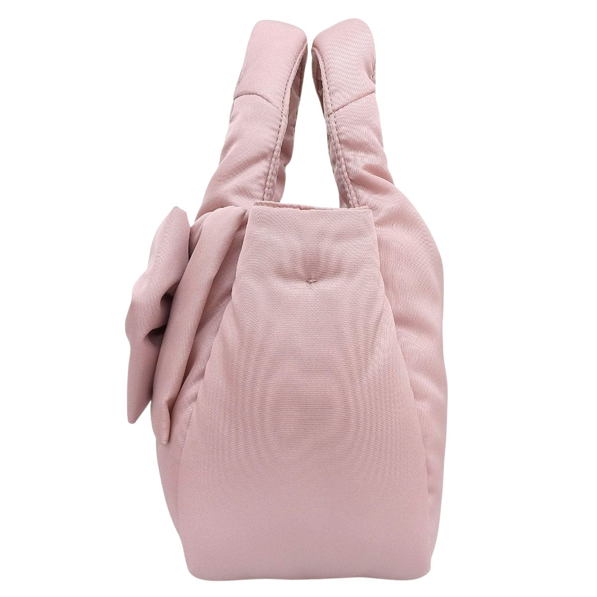 リボン付 パデッドRe-Nylon ミニバッグ ナイロン レザー ピンク 1BA359