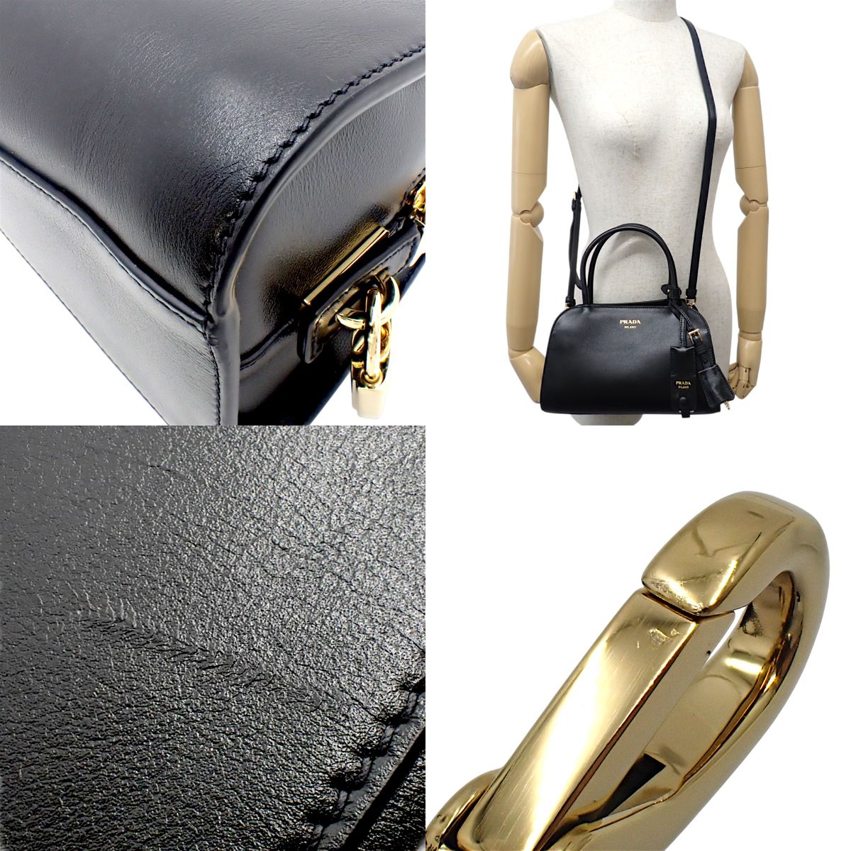 コフレ ミディアム ハンドバッグ レザー NERO ネロ 1BA503