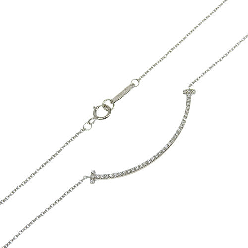 スマイル スモール ネックレス ダイヤモンド ホワイトゴールド K18WG アクセサリー ジュエリー