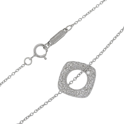 スクエアサークル ダイヤモンド ネックレス ダイヤモンド ホワイトゴールド K18WG アクセサリー ジュエリー パヴェ