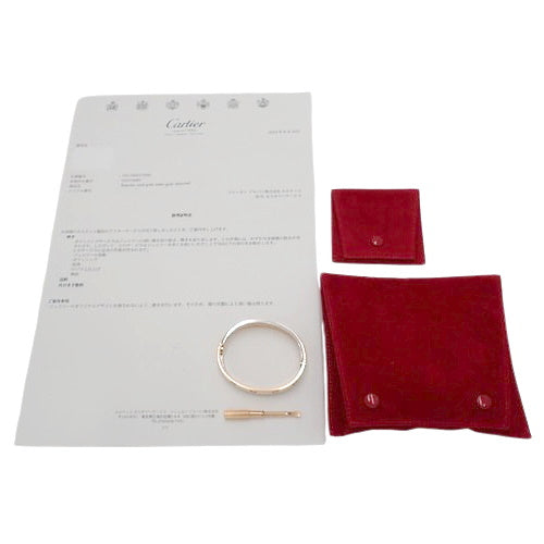 Love Bracelet, Diamond, Pink Gold (K18PG), White Gold (K18WG), Double Row, Pavé, 6 Diamonds
