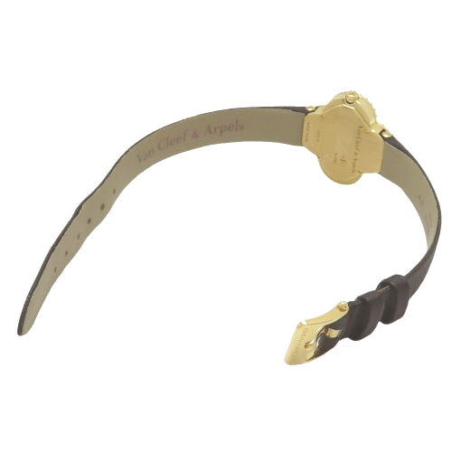 VCARD21900 Alhambra Small Model Watch, Yellow Gold/Satin, Quartz, Black Dial