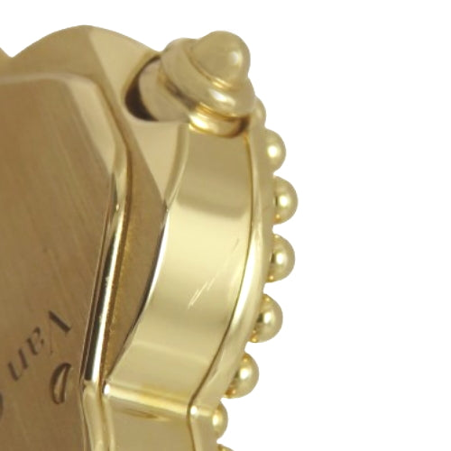 VCARD21900 Alhambra Small Model Watch, Yellow Gold/Satin, Quartz, Black Dial
