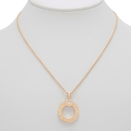 BVLGARI BVLGARI Circle Necklace with Diamond, 18K Pink Gold and PG Pendant, 1PD