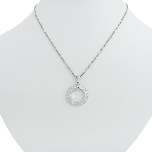 Bvlgari Bvlgari Bvlgari Bvlgari Circle Necklace with Diamonds in 18K White Gold and WG, Accessory, Jewelry, Pendant, 1PD