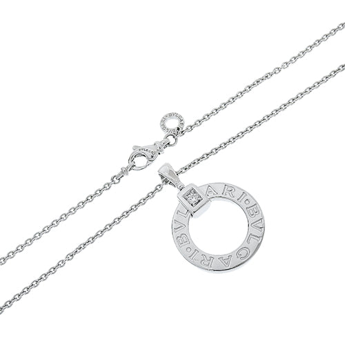Bvlgari Bvlgari Bvlgari Bvlgari Circle Necklace with Diamonds in 18K White Gold and WG, Accessory, Jewelry, Pendant, 1PD