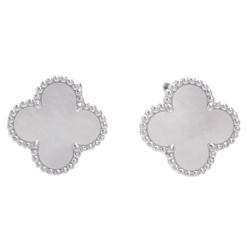 Vintage Alhambra Earrings, Mother-of-Pearl, White Gold (K18WG), Jewelry, Clover