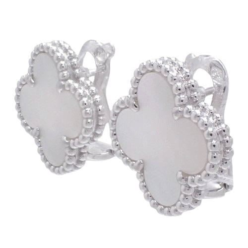Vintage Alhambra Earrings, Mother-of-Pearl, White Gold (K18WG), Jewelry, Clover