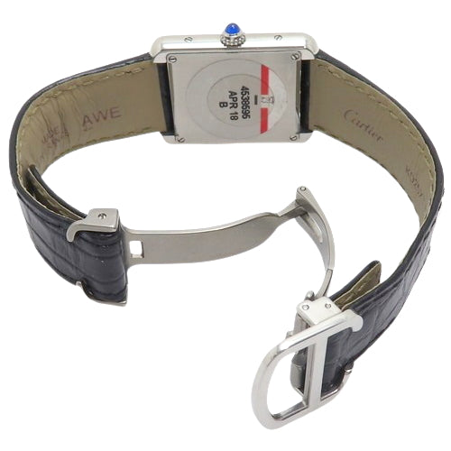 Tank Solo SM W520005 SS Stainless Steel/Leather Quartz White Black