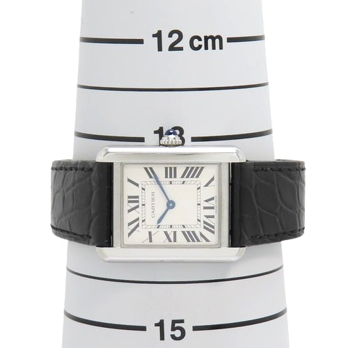 Tank Solo SM W520005 SS Stainless Steel/Leather Quartz White Black