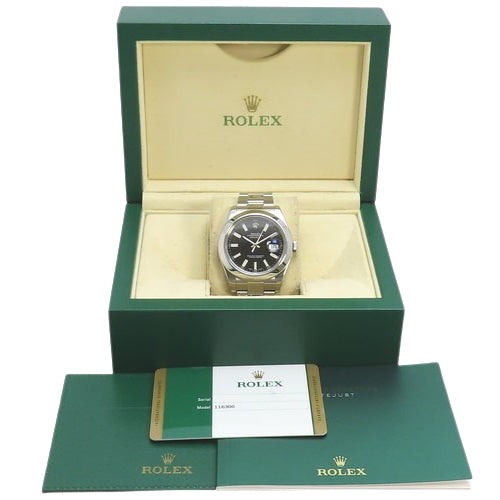 【保証書付】116300 デイトジャスト 2 SS ランダム番 自動巻き オイスター ブレスレット 2016年5月購入 ブラック シルバー