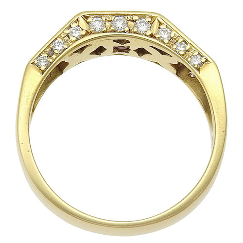 Pavé diamond and ruby ring. Diamonds/Rubies 0.55/0.02 carats. 18K yellow gold. Jewelry.