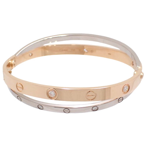LOVE Bracelet, Diamond, Pink Gold (K18PG), White Gold (K18WG), Jewelry, Double Row, 12 Diamonds, Love Bracelet