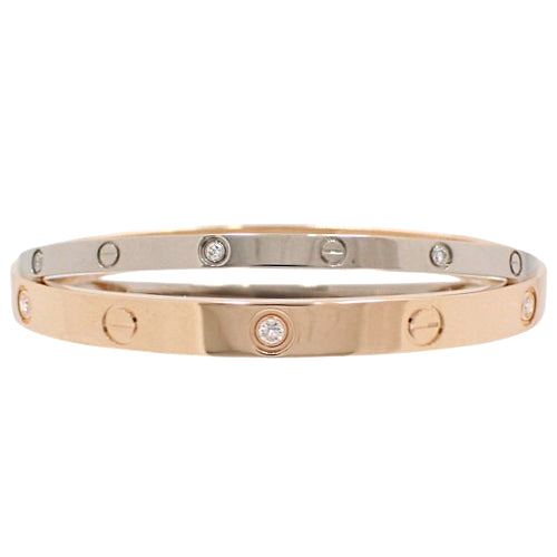 LOVE Bracelet, Diamond, Pink Gold (K18PG), White Gold (K18WG), Jewelry, Double Row, 12 Diamonds, Love Bracelet