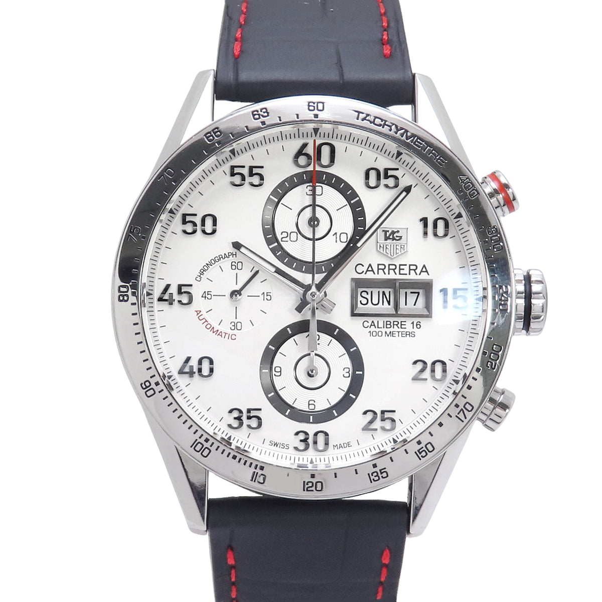 Carrera Caliber 16 CV2A11-1 SS/Rubber Stainless Steel Automatic White Black