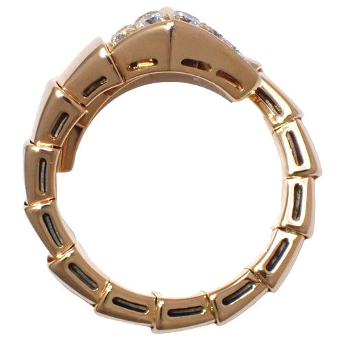 Serpenti Viper Ring with Diamonds, 347719 (current as of December 2024) - 18K Pink Gold, PG, Accessory, Jewelry, Single Coil, Snake Motif, Diamond, Size 12 (52)