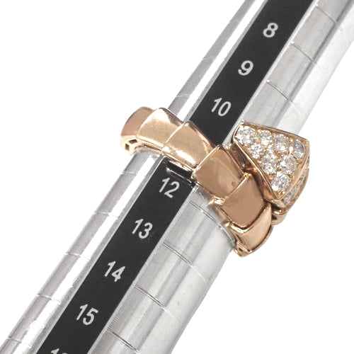 Serpenti Viper Ring with Diamonds, 347719 (current as of December 2024) - 18K Pink Gold, PG, Accessory, Jewelry, Single Coil, Snake Motif, Diamond, Size 12 (52)