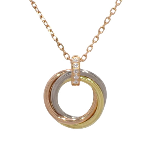 Trinity Necklace, Diamond, Pink Gold (K18PG), Yellow Gold (K18YG), White Gold (K18WG), Accessory, Jewelry, 5 Diamonds (5PD)