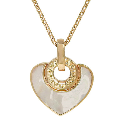 Bvlgari Bvlgari Cuore Necklace Mother of Pearl 350657 in 18K Pink Gold and PG. Accessory. Jewelry. Heart Motif Mother of Pearl Pendant.