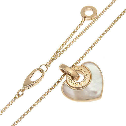 Bvlgari Bvlgari Cuore Necklace Mother of Pearl 350657 in 18K Pink Gold and PG. Accessory. Jewelry. Heart Motif Mother of Pearl Pendant.
