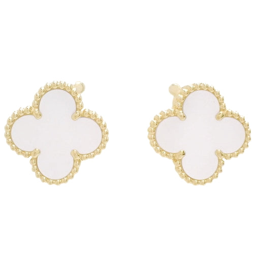 Vintage Alhambra Earrings, Mother of Pearl, Yellow Gold (K18YG), Accessory, Jewelry
